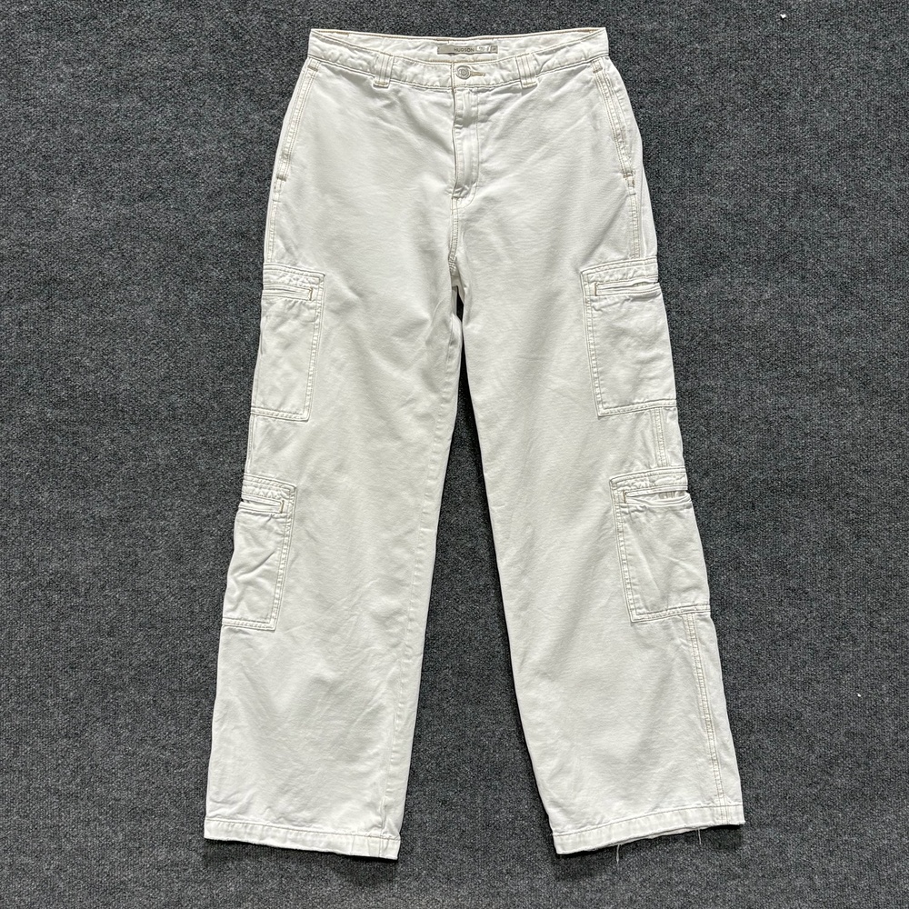 Hudson Jeans Womens 28 White High Rise Relaxed Straight Cargo Utility Denim